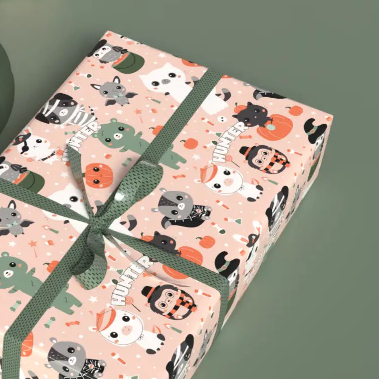 bat owl pumpkin pattern halloween paper