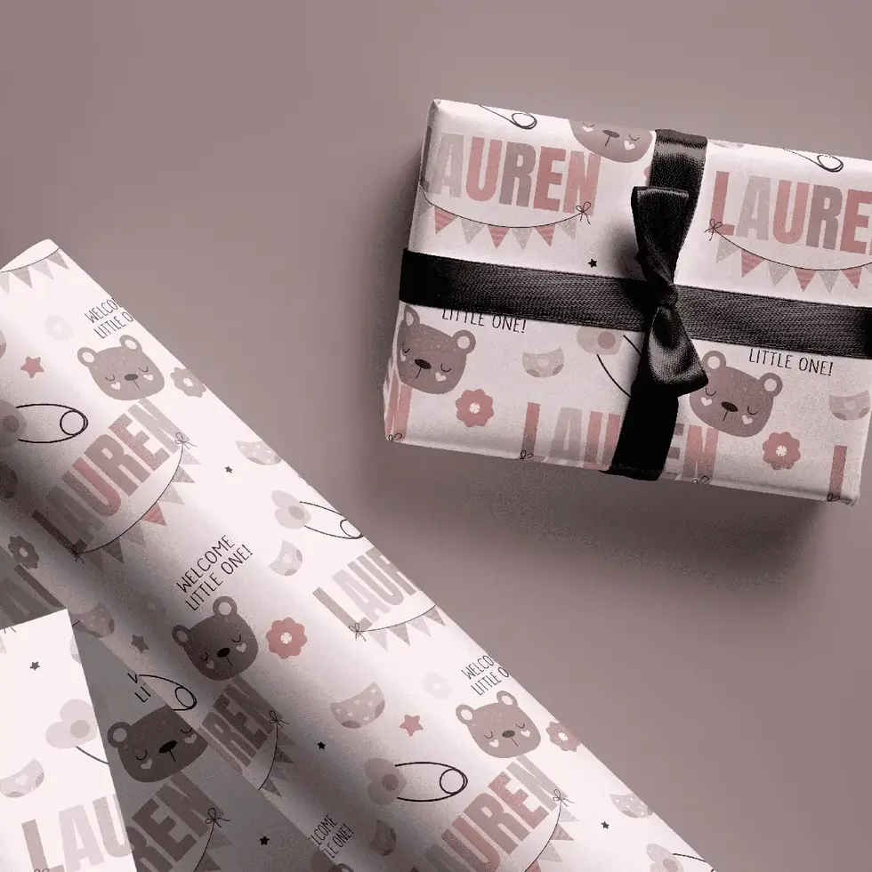 safety pin baby wrapping paper personalized