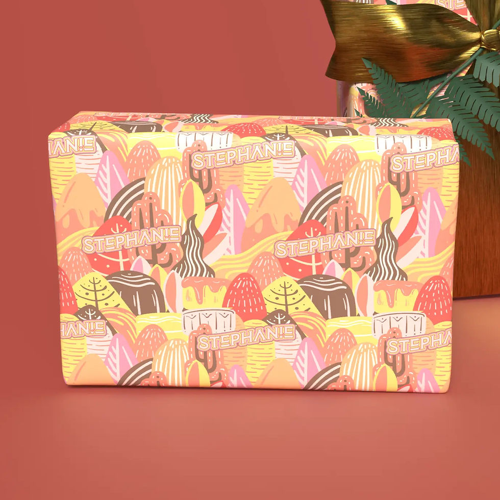 terracotta trails personalized name wrapping paper
