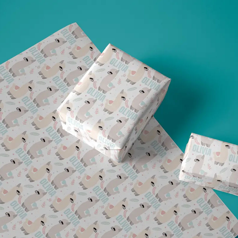 custom name llama gift wrap