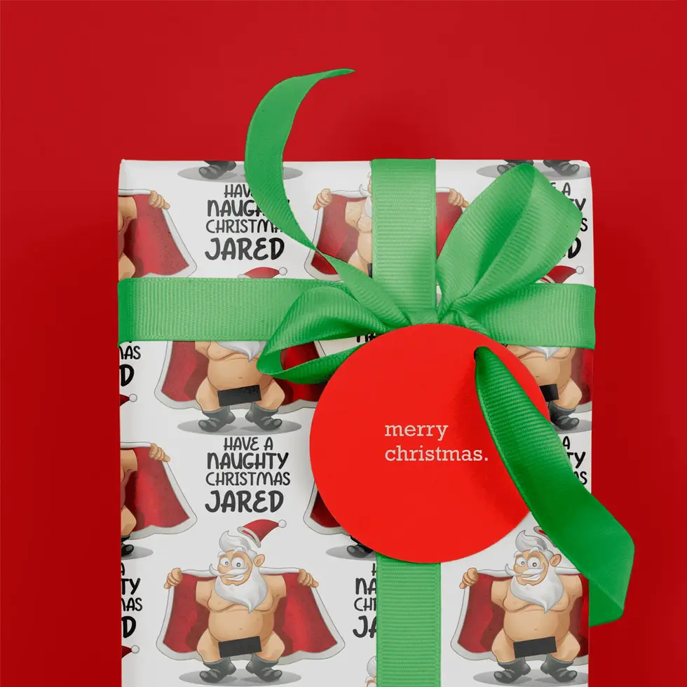 naughty christmas wrapping paper personalized