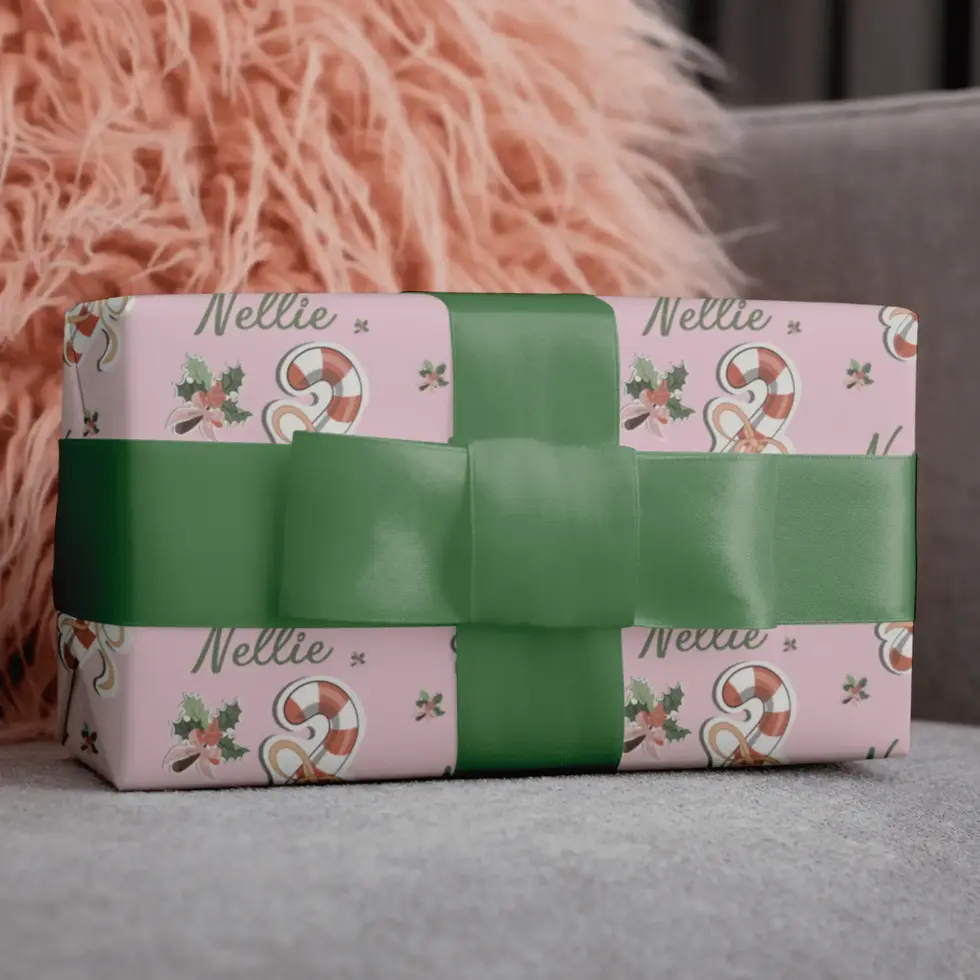 peppermint candy cane wrapping paper custom printed