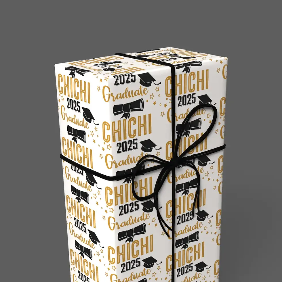 custom graduation gift wrap with cap and diploma