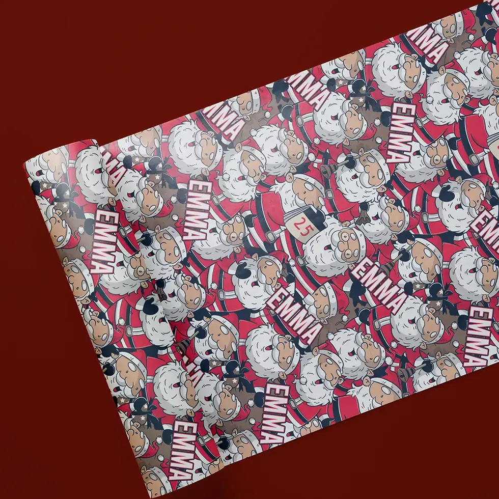 red christmas wrapping paper with name