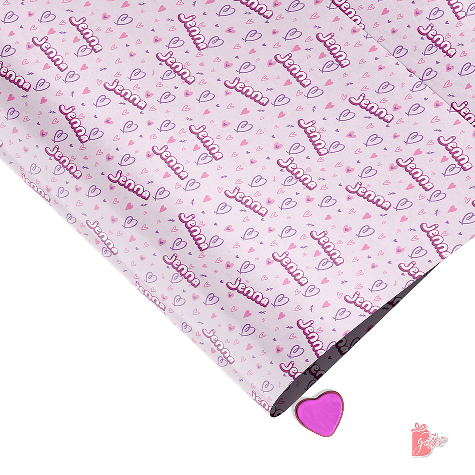 Thumbnail: This romantic and personalized gift-wrapping paper is perfect for any occasion where love is in the air. The soft lavender, p