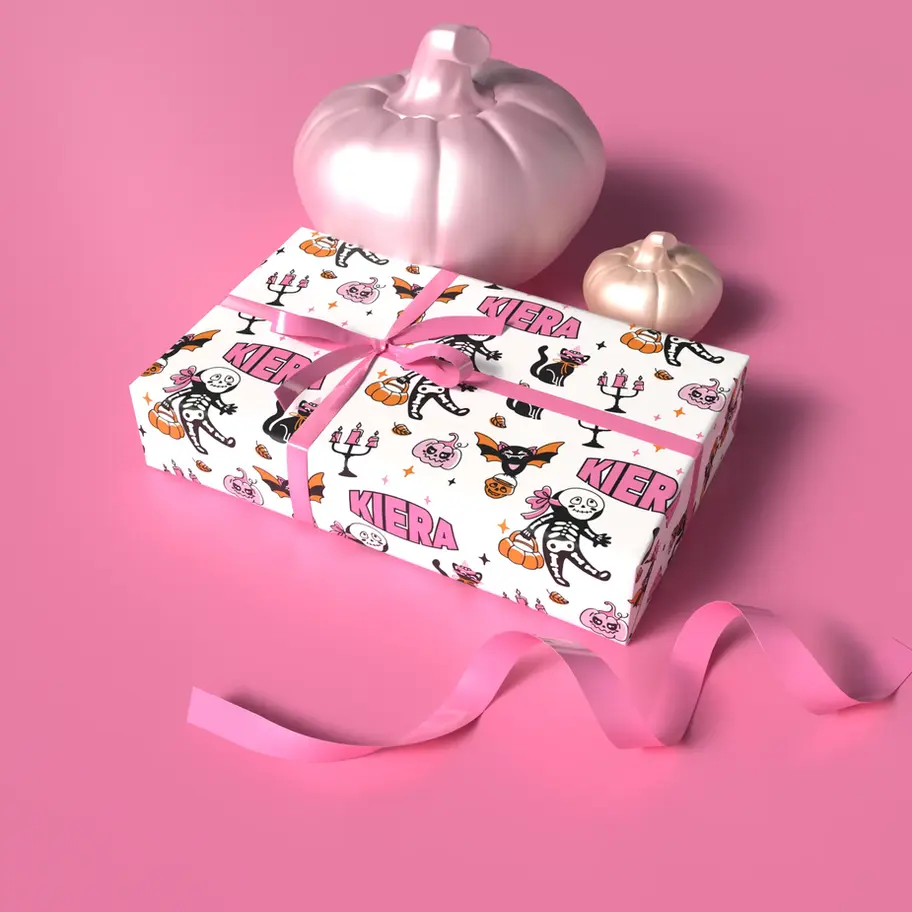 black cat halloween wrapping paper custom