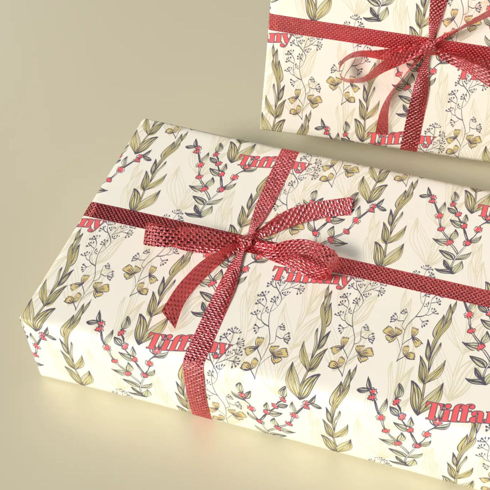 cream background botanical wrapping paper