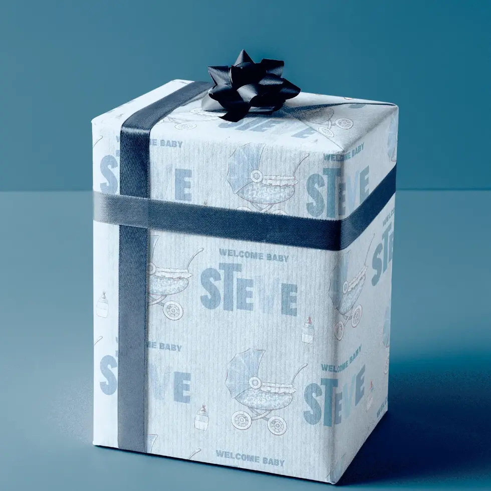 baby boy shower wrapping paper with name