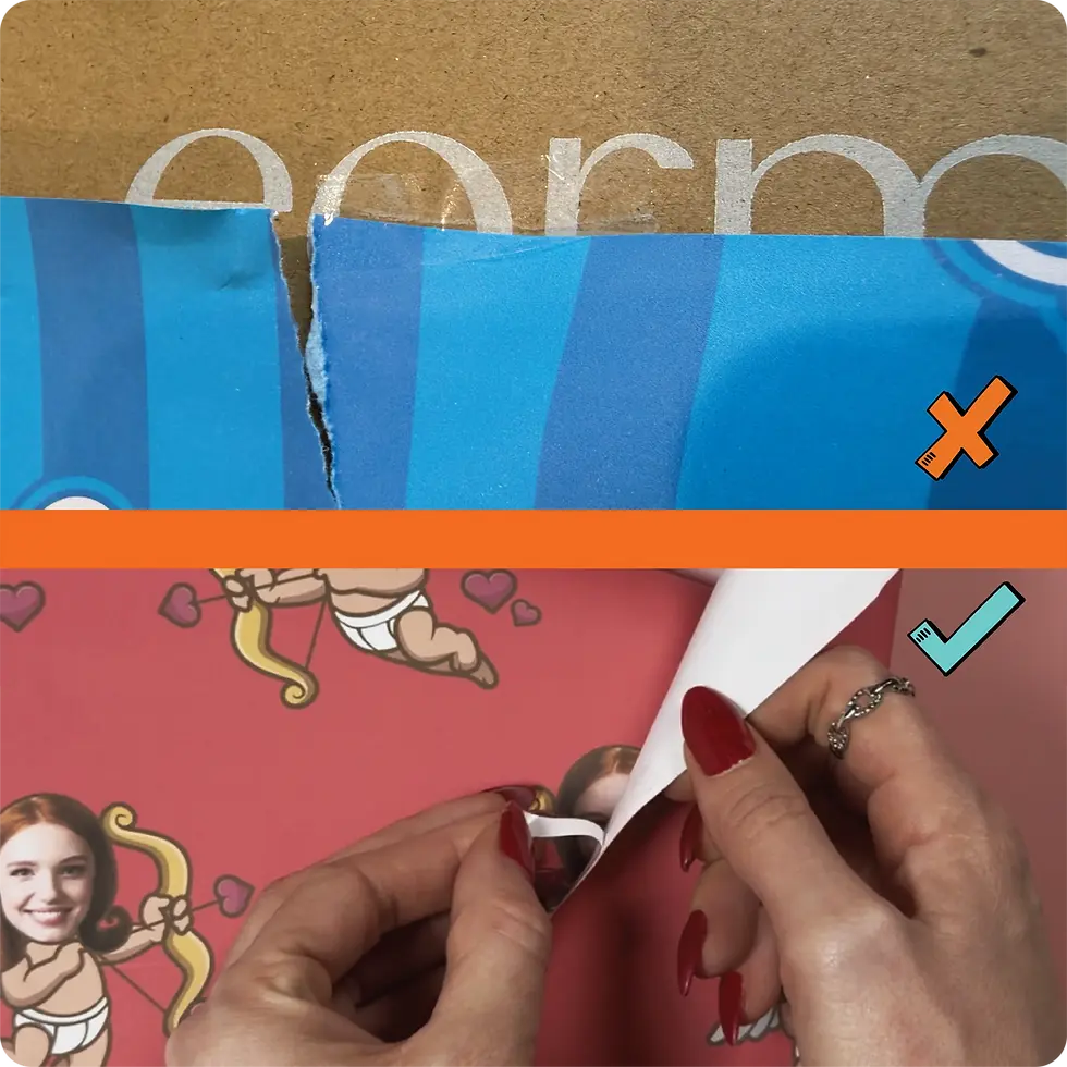 wrapping paper taped directly to gift box instead of paper to paper