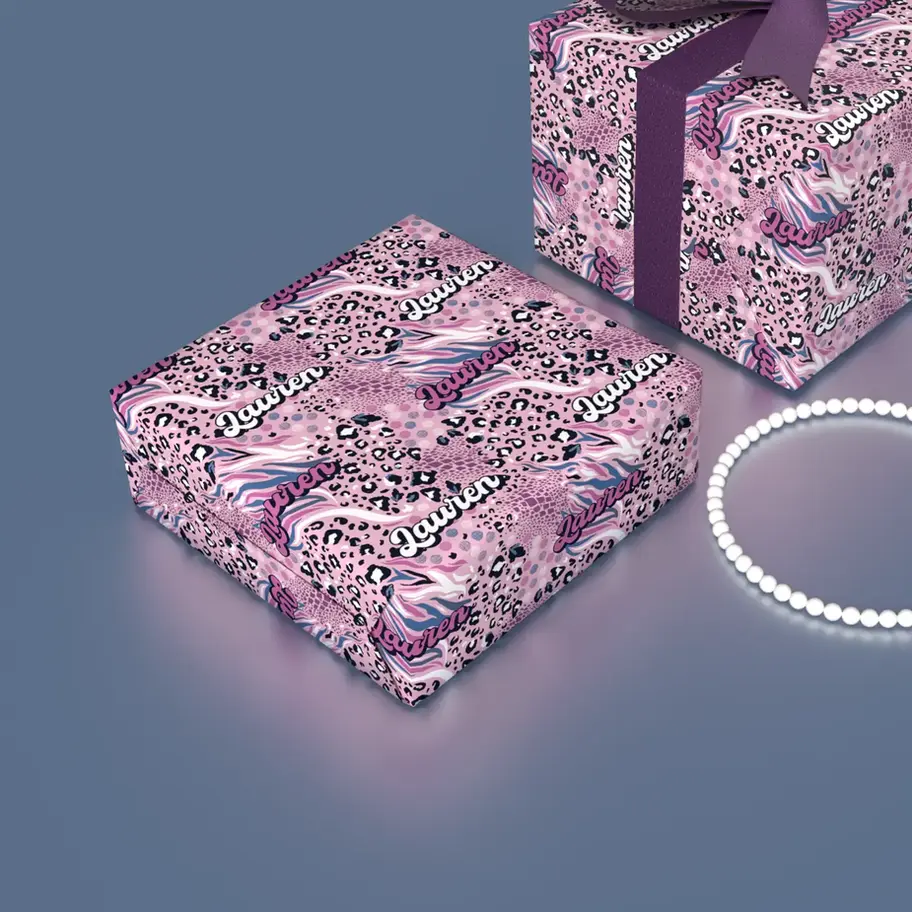 bold pink purple personalized wrapping paper for her
