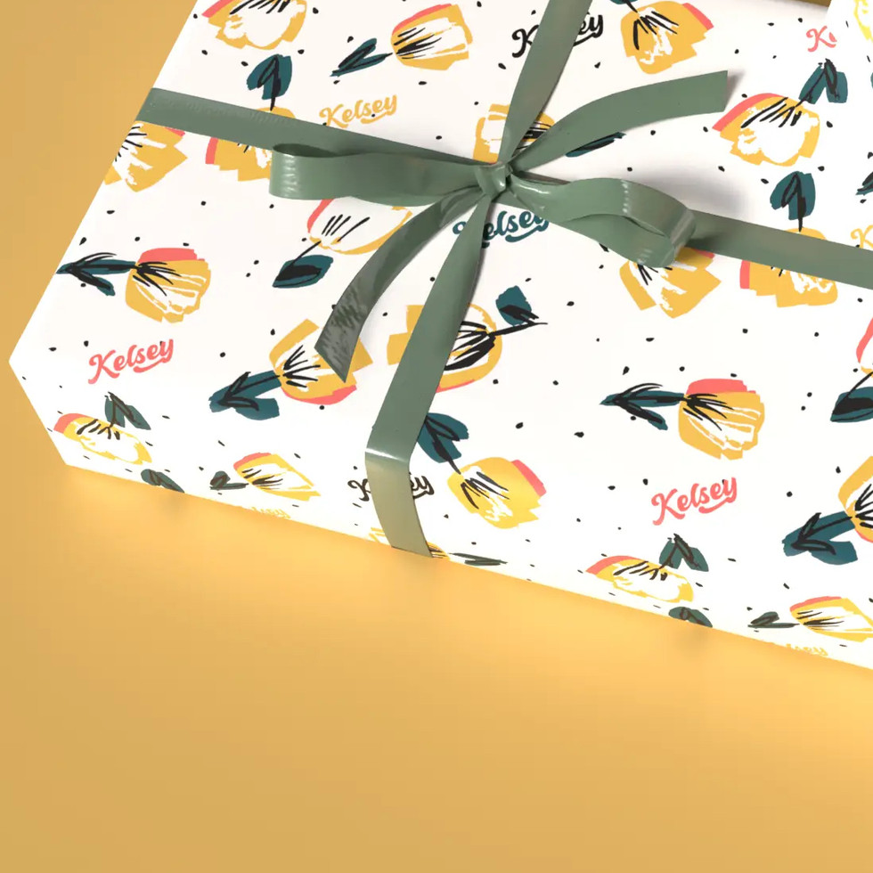 custom name tulip floral gift wrap