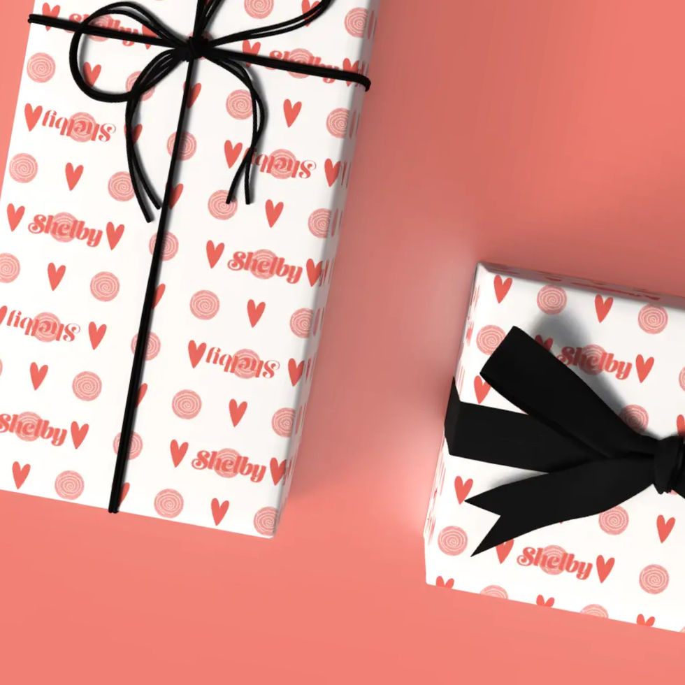 personalized heart and rosette wrapping paper