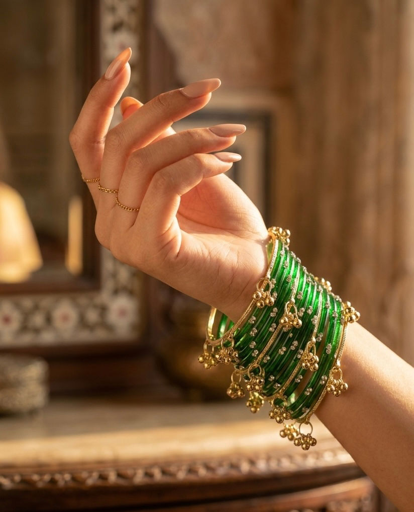 DIAMOND GREEN KASHMIRI BANGLES