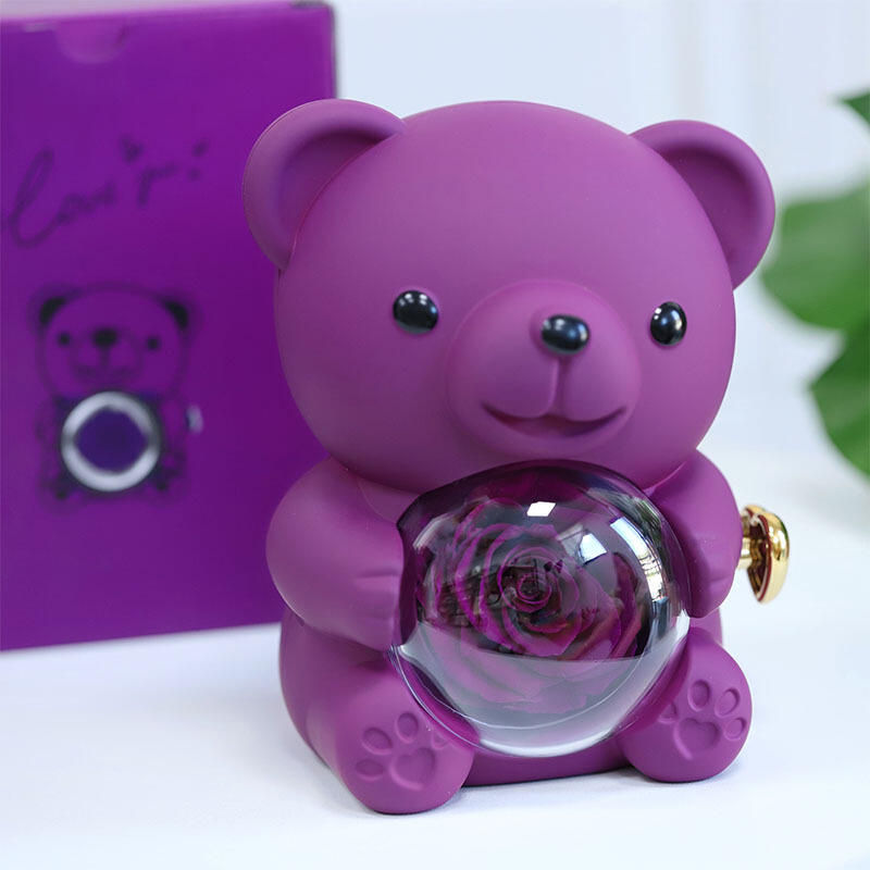 ETERNAL ROSE TEDDY PURPLE + LILAC HEART RING