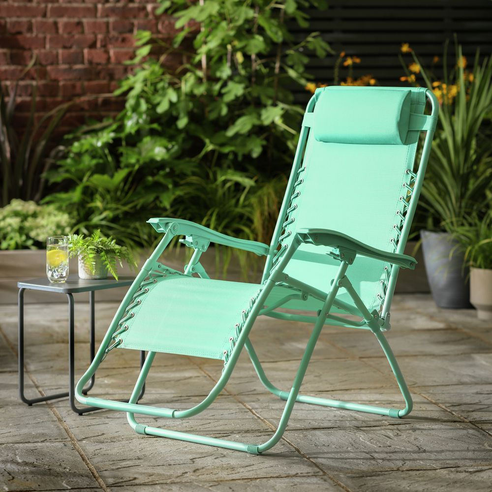 teal zero gravity folding recliner garden lounger