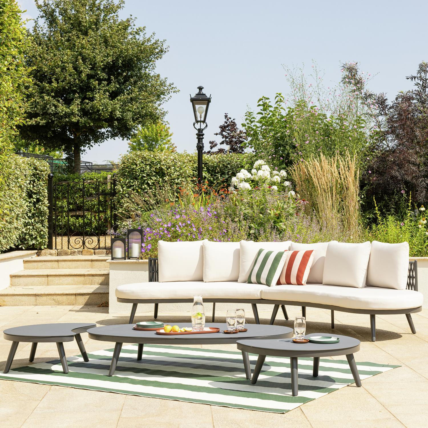 Santorini 6 Seater Curved Garden Sofa Set