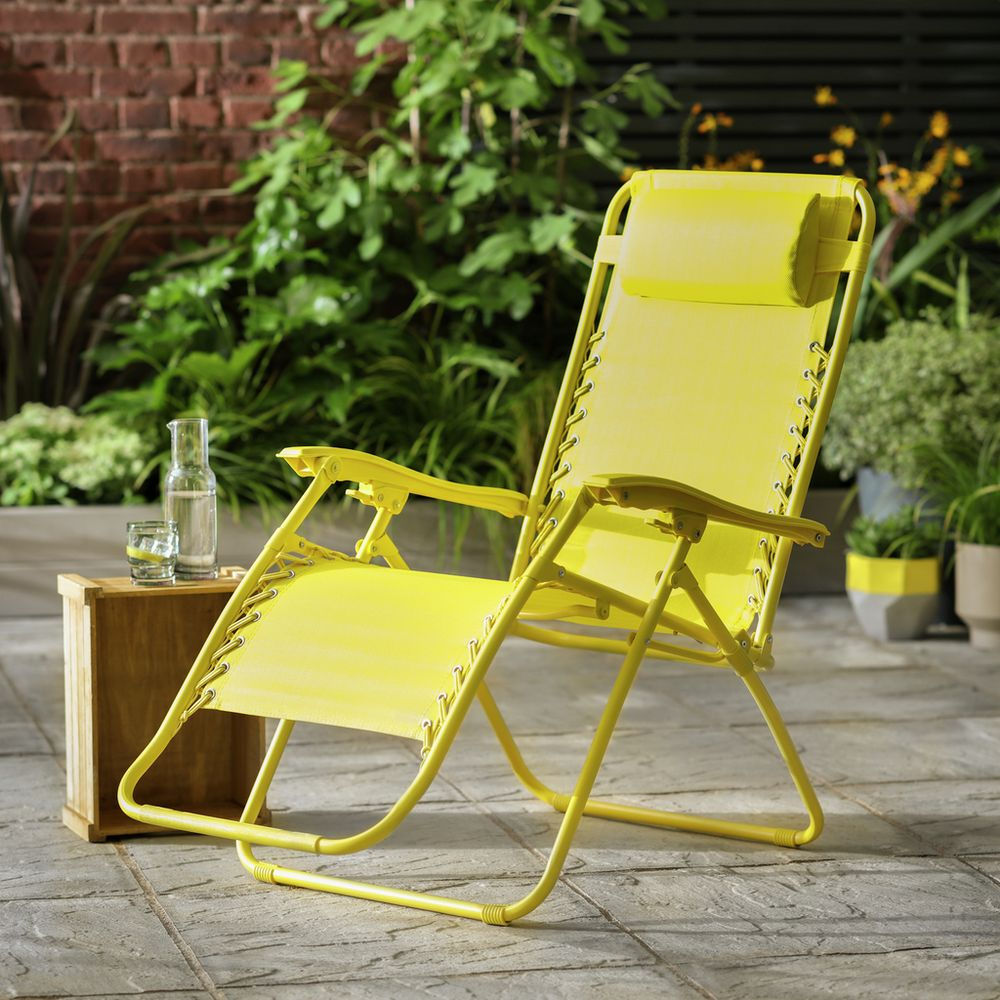 yellow zero gravity folding recliner garden lounger