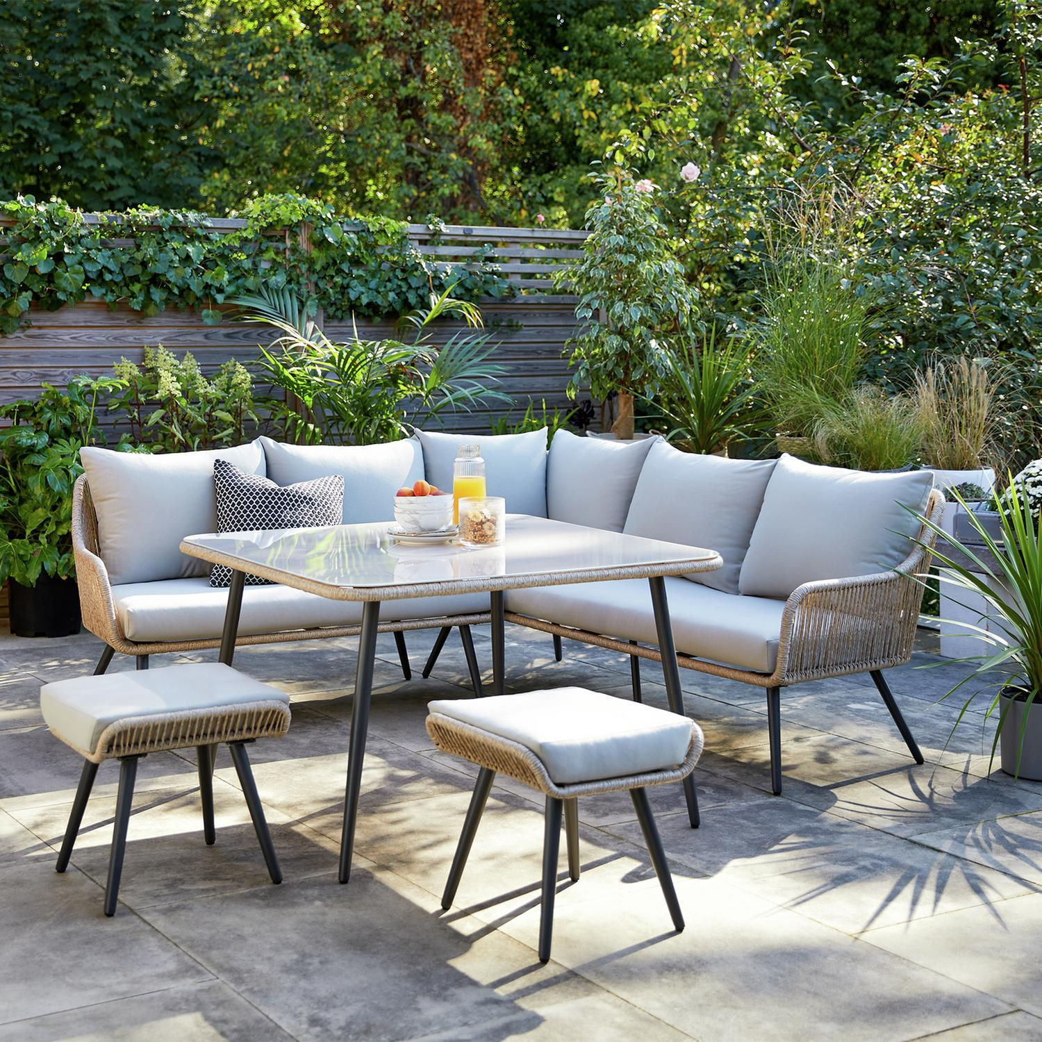 Malta Natural 6 Seater Corner Garden Sofa Set