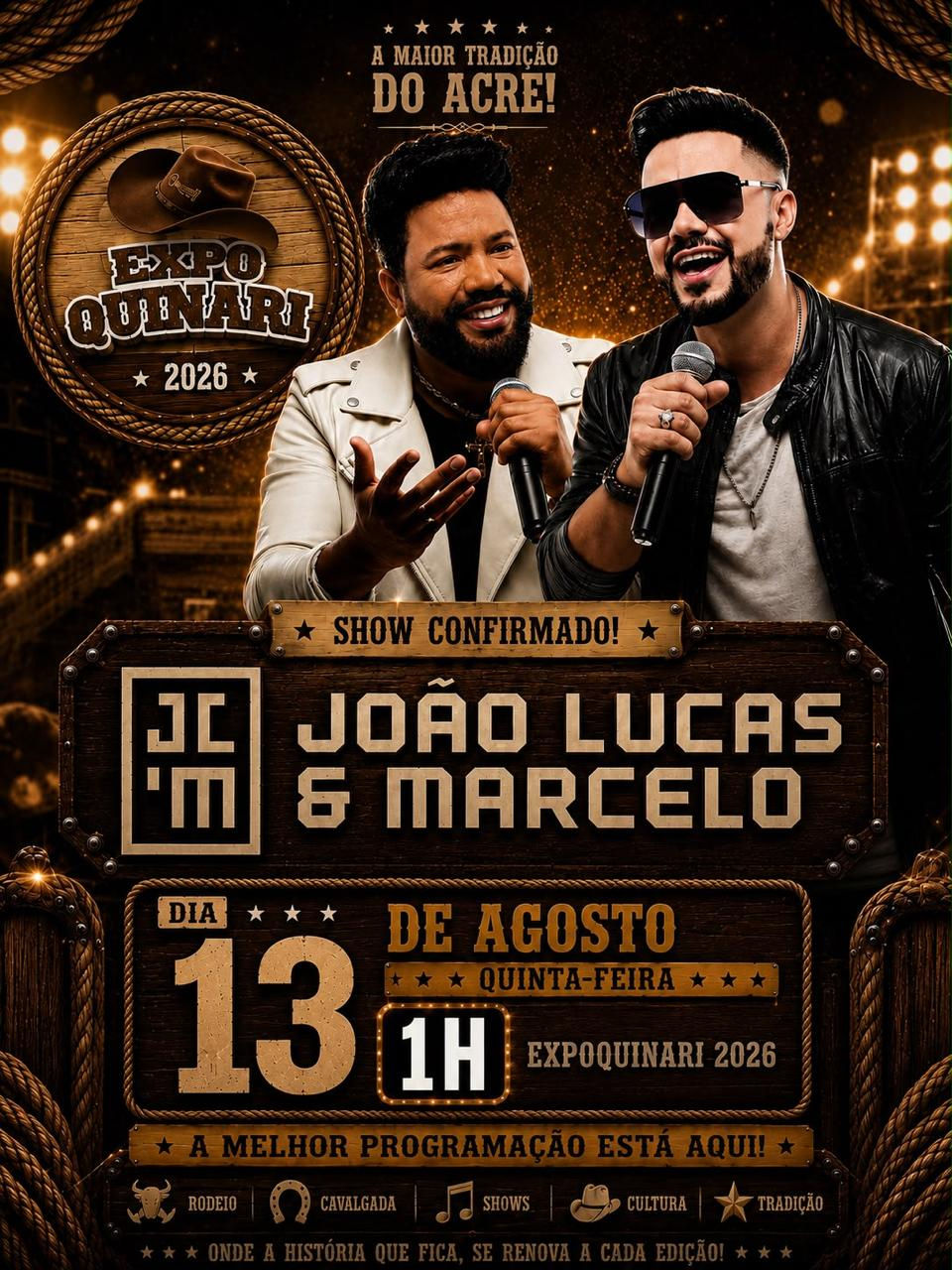 ExpoQuinari 2026 começa nesta quinta-feira com shows, rodeio e atrações em Senador Guiomard