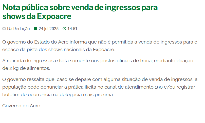 Foto: Nota Governo do Acre
