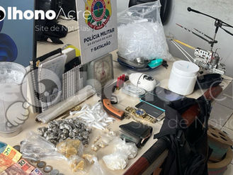 Polícia estoura ponto de tráfico e apreende arma, drogas e dinheiro no bairro Base, em Rio Branco