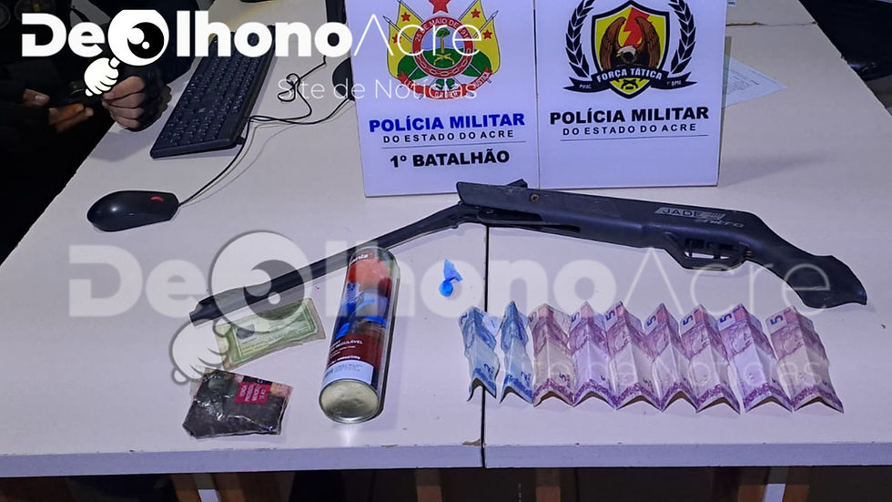 Trio é preso após ação da Força Tática flagrar tráfico, pichações de facção e apreender arma de fogo em Rio Branco