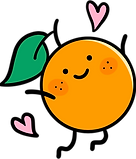 Happy cartoon clementine with a heart