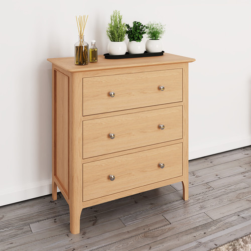 Newton Oak 3 Drawer Chest kiplingcotesfurnitur