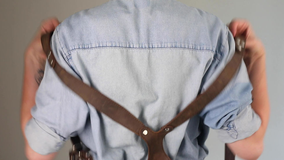 Thumbnail: Leather Camera Harness in dark brown color