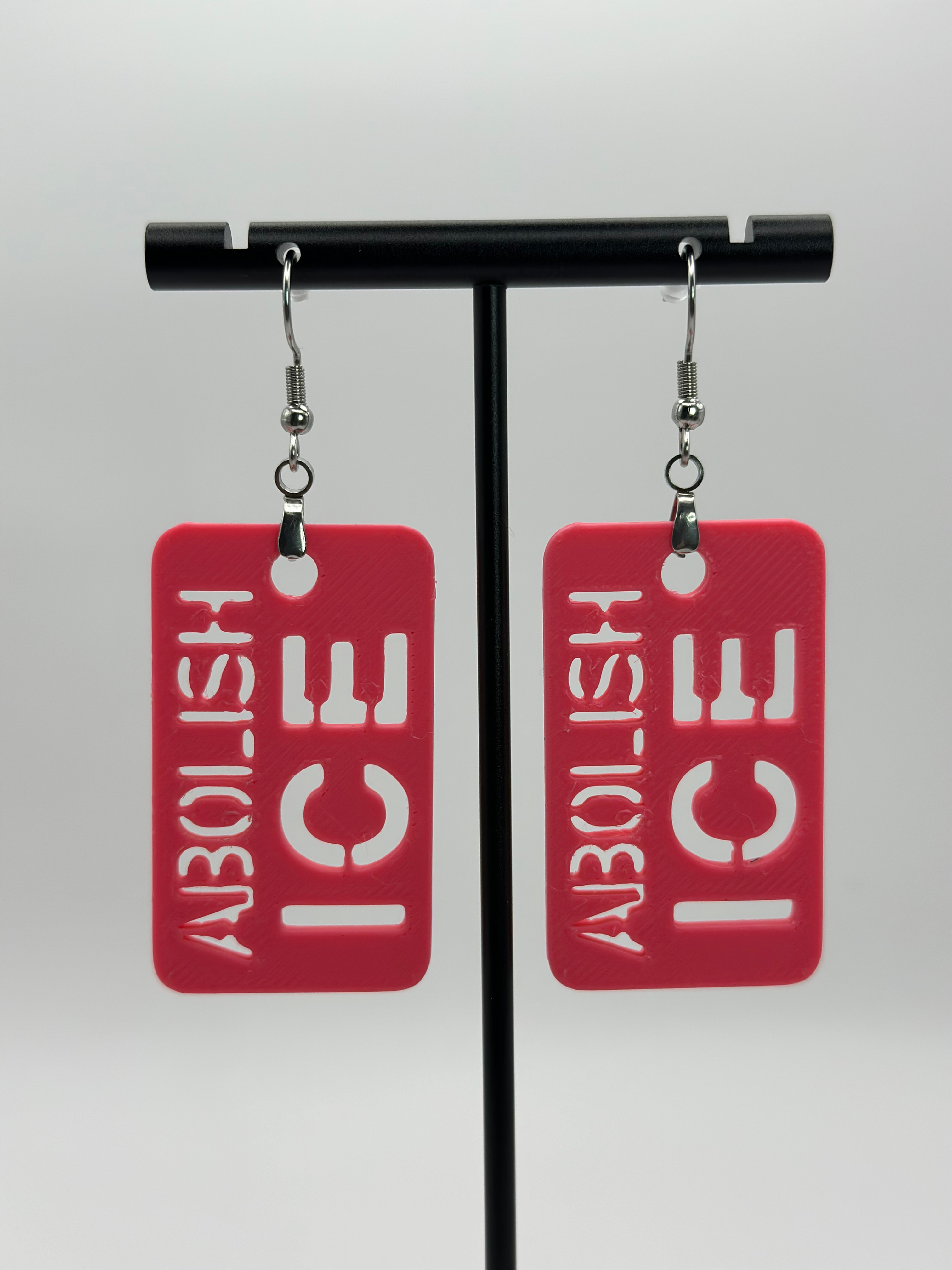 ABOLISH ICE Earring Pair (Pink)