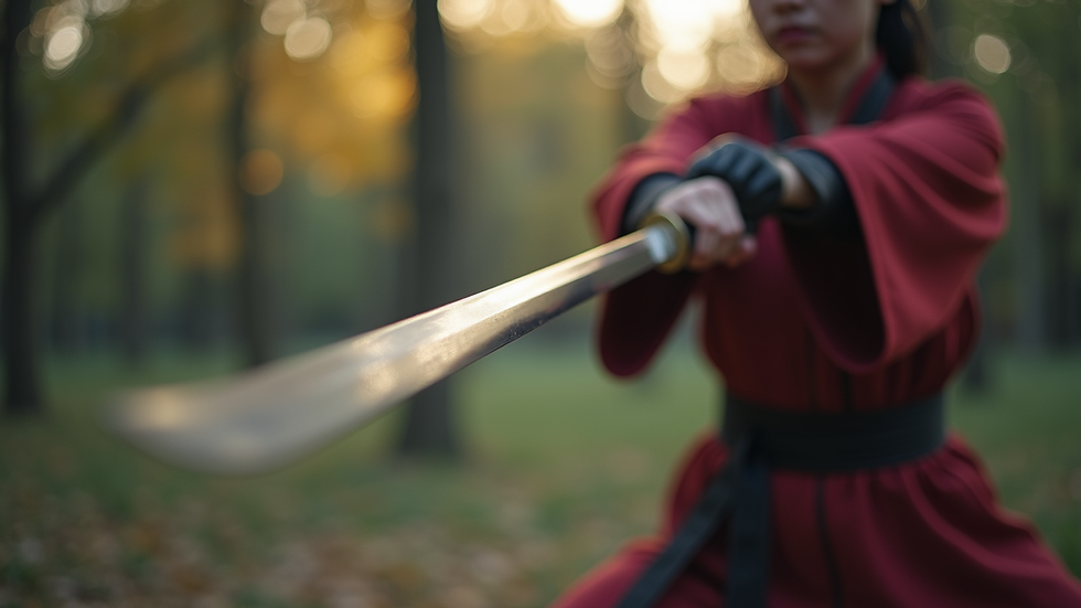 Vue rapprochée d’un sabre traditionnel utilisé en Wushu