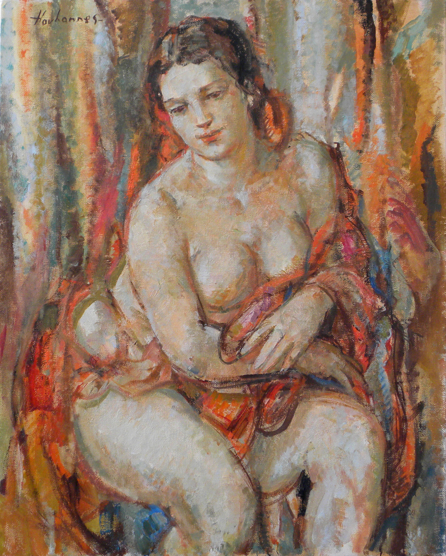 Portrait de Nue assise, huile sur toile,81x 65, 2009
