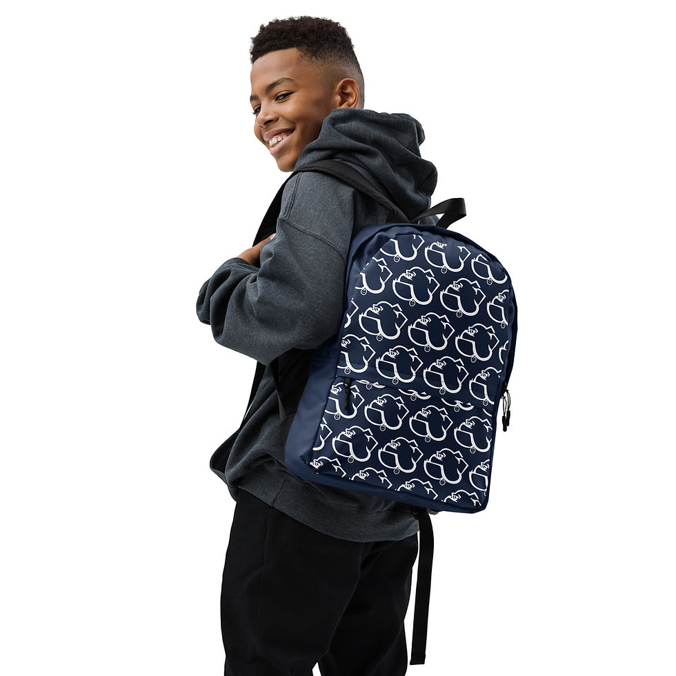 Thumbnail: Navy Backpack with Bulldog Print