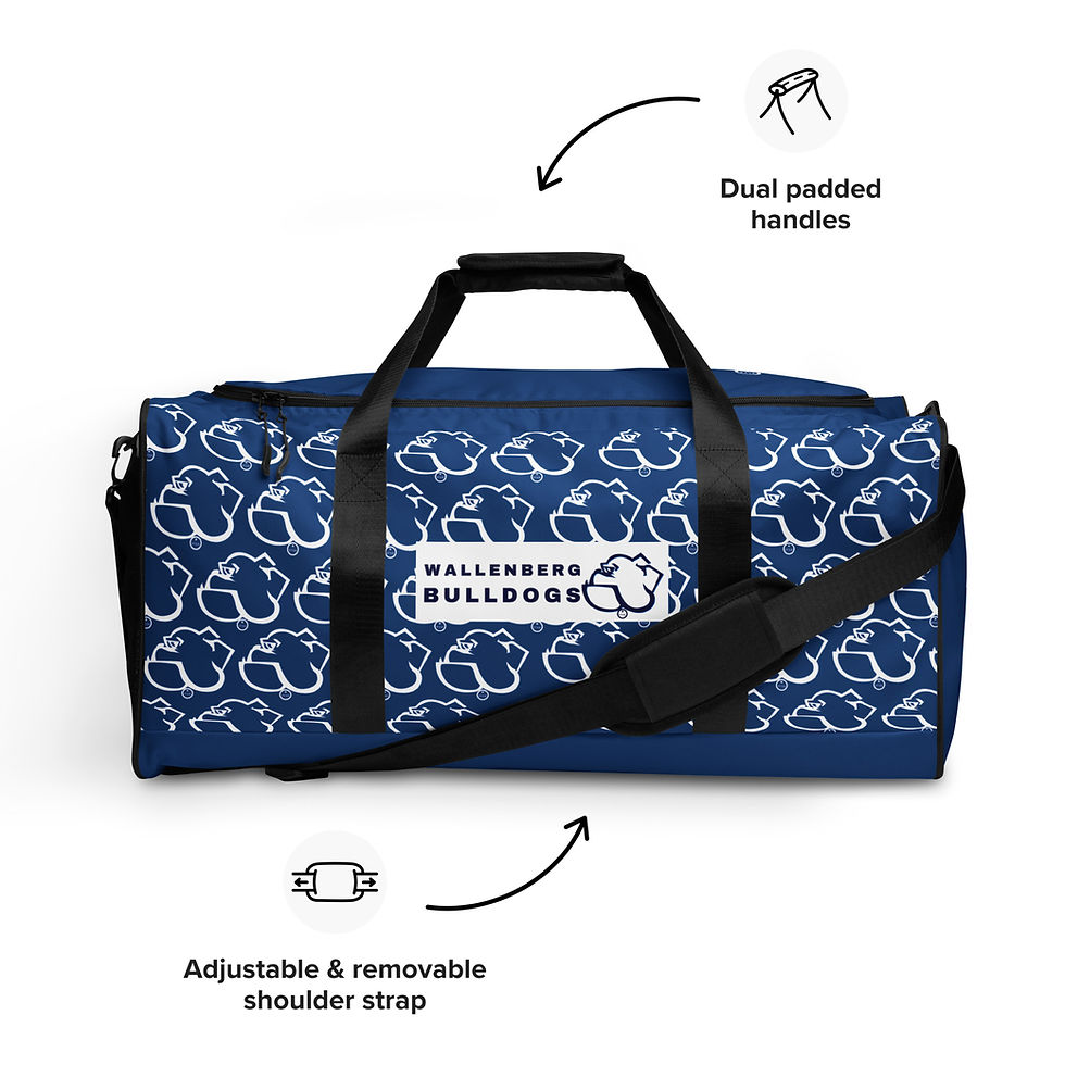 Thumbnail: Blue Duffle Bag with Bulldog Print