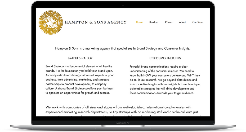 Hampton & Sons Agency - Brand Strategy Website