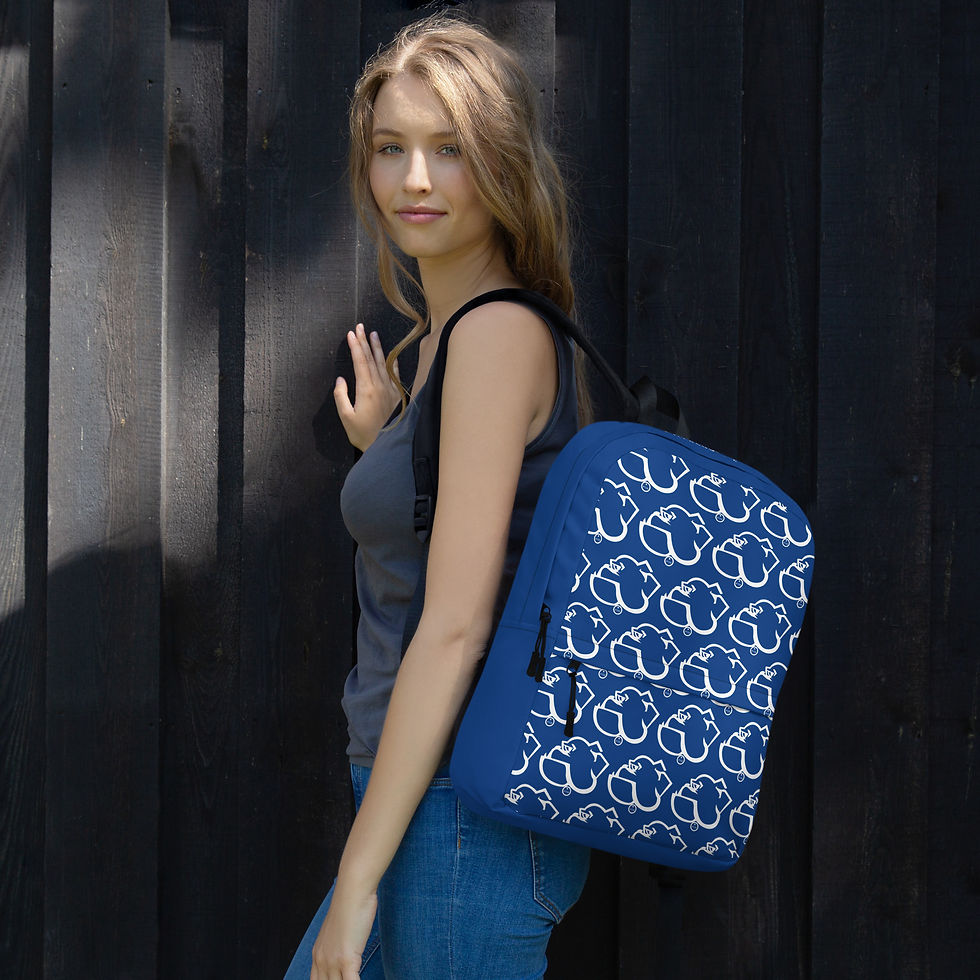 Thumbnail: Blue Backpack with Bulldog Print