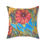 Thumbnail: Square Pillow. Artist's Print on Faux Suede (0557) blue red flowers