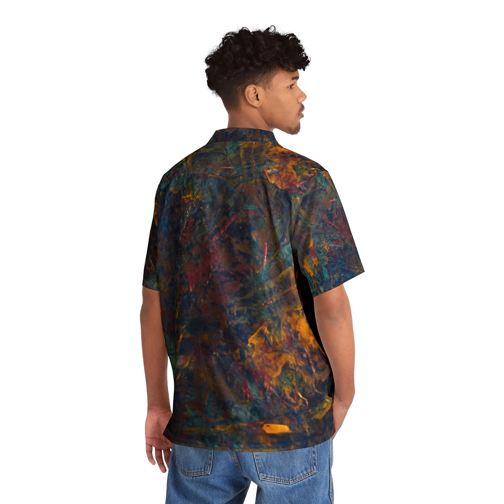 Thumbnail: Artist's Print on Men's Hawaiian Shirt (AOP)(0543) blue yellow