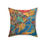 Thumbnail: Square Pillow. Artist's Print on Faux Suede (0557) blue red flowers