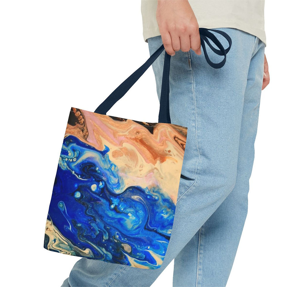 Thumbnail: Artist's Print on Tote Bag (AOP) (0160) Blue Beige