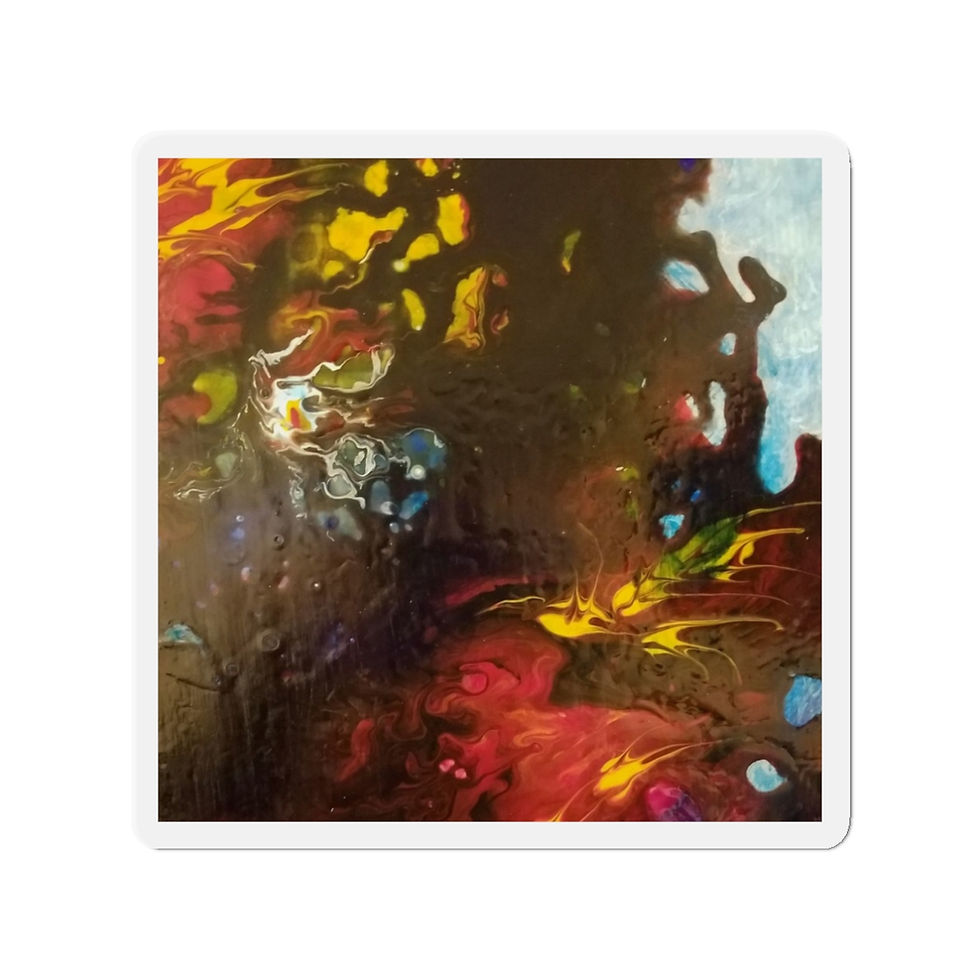 Thumbnail: Artist's print on Custom Die-Cut Magnets (0131) in Yellow Red Blue