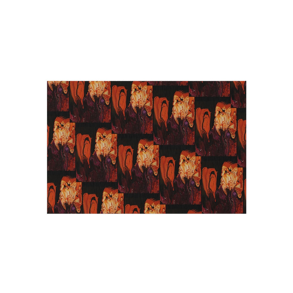 Thumbnail: Outdoor Rug with Artist's Print (0132) Red Black Orange Cream Pattern