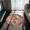 Thumbnail: Round Chenille Rug with Artist's print in Pink Beige Green (0541)