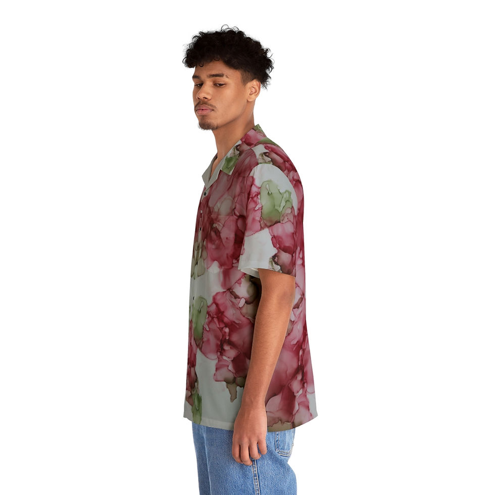 Thumbnail: Artist's Print on Men's Hawaiian Shirt (AOP)(0639) red green