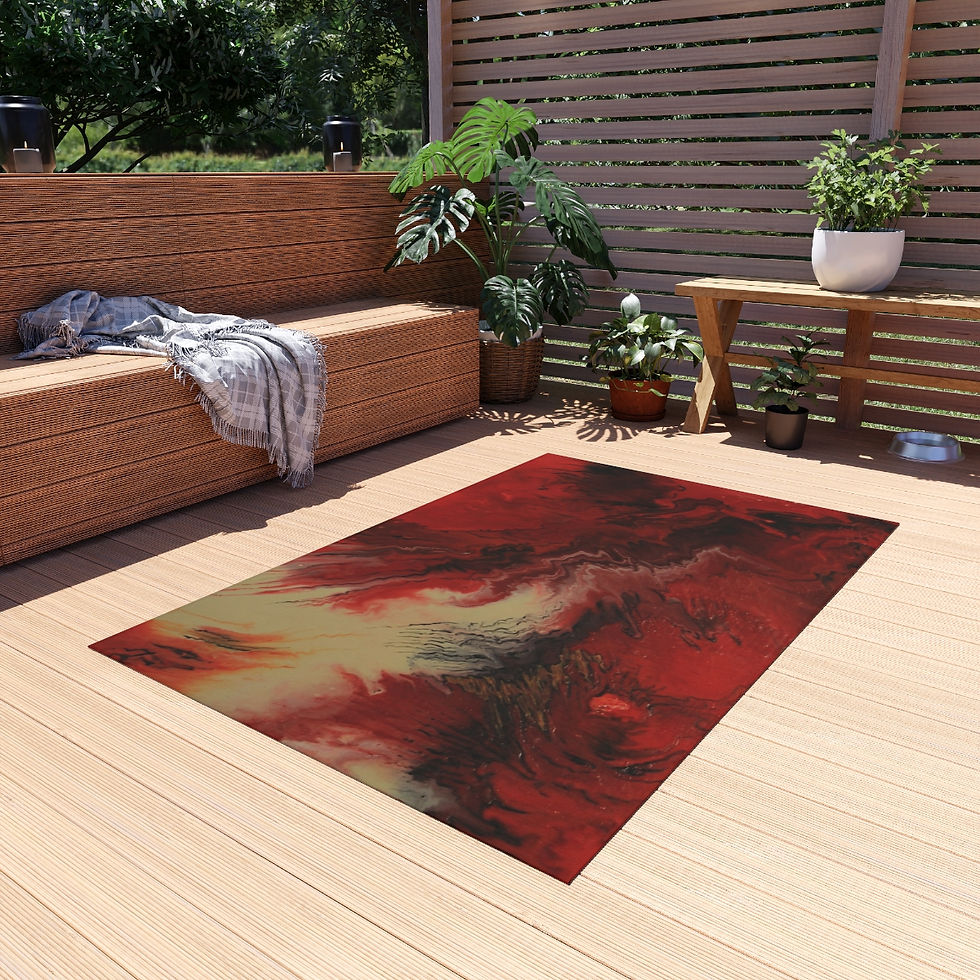 Thumbnail: Outdoor Rug with Artist's Print (0450) Red Black white