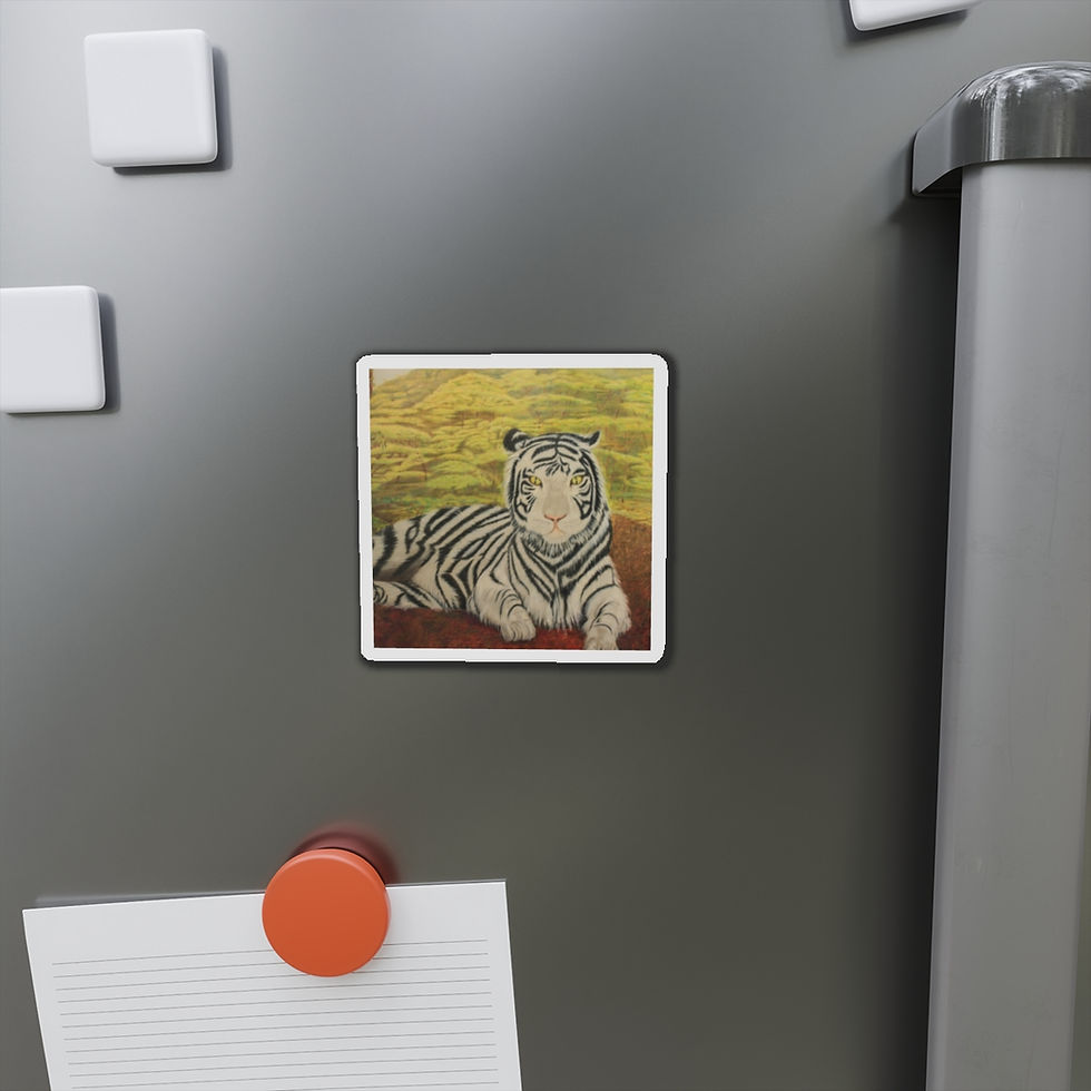 Thumbnail: Artists print of white tiger. Die-Cut Magnets (0406 White Tiger)