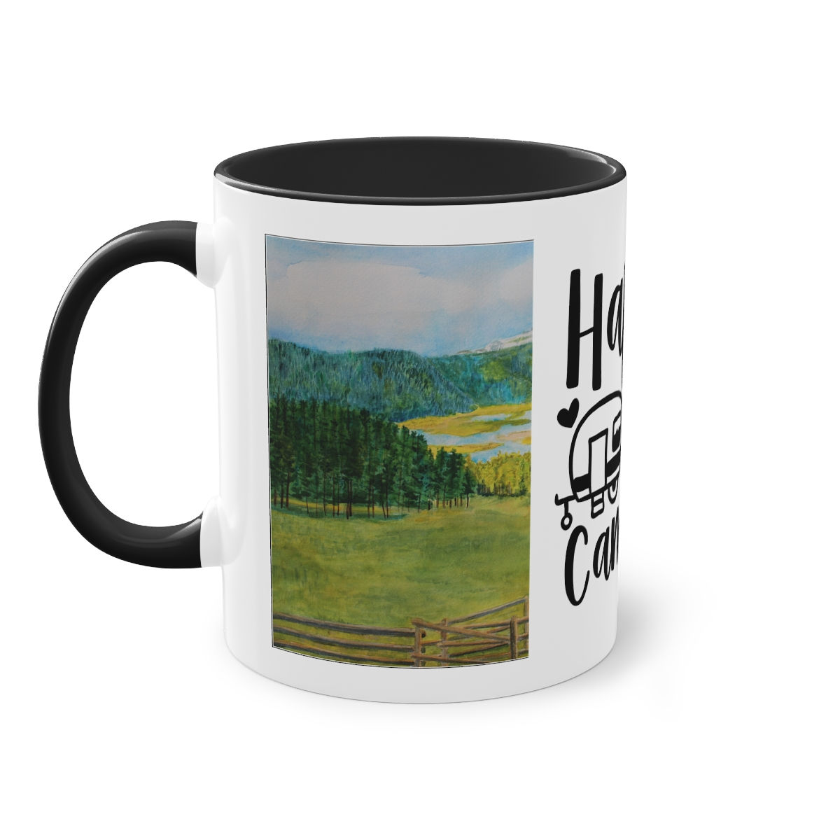 Artist's print on Two-Tone Coffee Mug, 11oz (HAPPY CAMPERS 01) (0572) COLORADO
