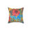 Thumbnail: Square Pillow. Artist's Print on Faux Suede (0557) blue red flowers