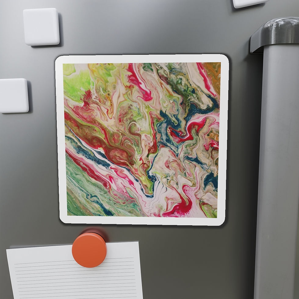 Thumbnail: Artist's print on custom die-cut magnets (0134) in Red Teal Aqua White