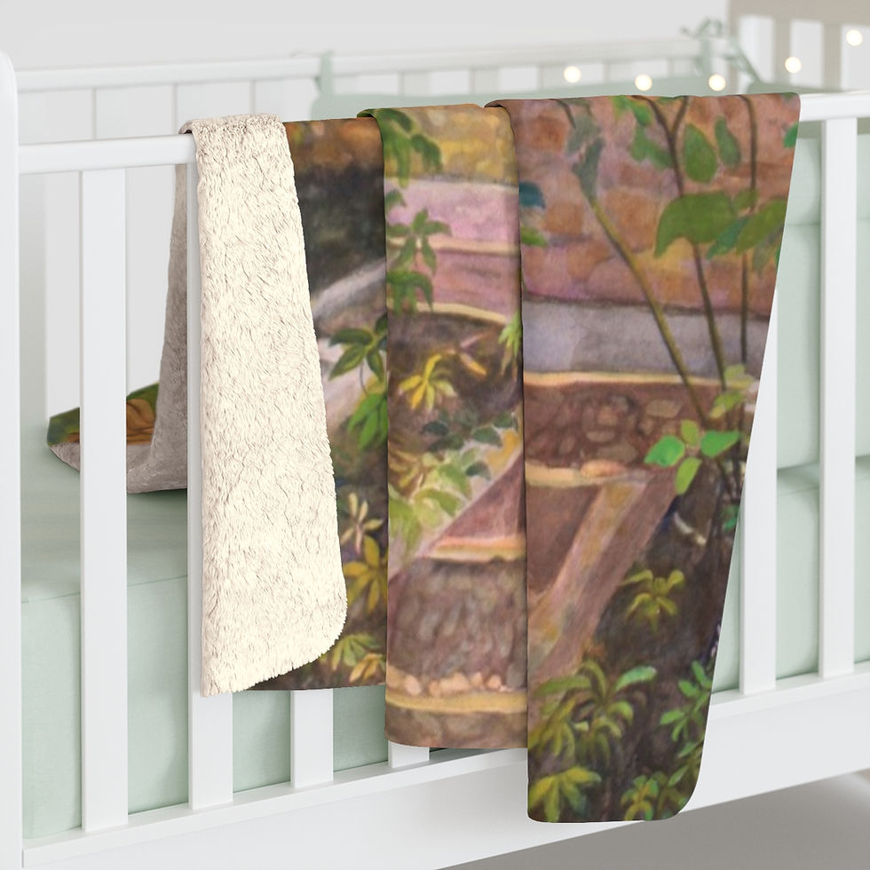 Thumbnail: Artist's print on Sherpa Fleece Blanket (0421 Turner Falls- Steps to a Red Door)